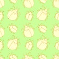 Vector seamless pattern of abstract beetles in Doodle flat style. Simple texture with insects, bugs, parasites, pests Royalty Free Stock Photo