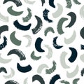 Vector seamless pattern with abstract colored elements on white background. Hand drawn brush stroke hooks