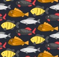 Vector seamless pattern with abstract fish. Undersea world. Aquarium Royalty Free Stock Photo