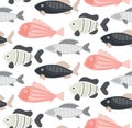 Vector seamless pattern with abstract fish. Undersea world. Aquarium Royalty Free Stock Photo