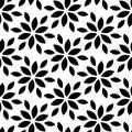 Vector seamless pattern. Abstract geometric background withe floral leaf. Black and white silhouette leaves plant. Design with flo Royalty Free Stock Photo