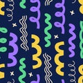 Vector seamless pattern with abstract geometric shapes in aesthetic Matisse style. Creative hand drawn contemporary doodle Royalty Free Stock Photo