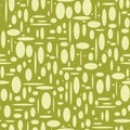 Vector seamless pattern with abstract geometrical figures on green background Royalty Free Stock Photo