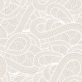 Vector seamless pattern with abstract hand drawn waves. Light pastel beige doodle background.