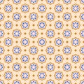 Vector seamless pattern. Abstract simple flower design. Blue and brown elements on a beige background. Modern minimal Royalty Free Stock Photo