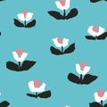 Vector seamless pattern, abstract stylized chunky flowers