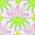 Vector seamless pattern with abstract wavy flowers on light background. Summer or spring floral design for wallpaper