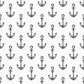 Vector seamless pattern with anchors; simple marine design.