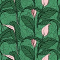 Vector seamless pattern with anthurium flowers