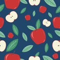 Vector seamless pattern with apples. Apple varieties, cripps pink, empire, fuji, gala, golden, granny smith, Mcintosh