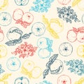 Vector seamless pattern with apples. Hand drawn textures Royalty Free Stock Photo