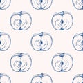 Vector seamless pattern with apples. Hand drawn textures. Elegant seamless botanical pattern Royalty Free Stock Photo