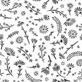 Vector seamless pattern. Artistic background with flowers