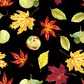 Vector seamless pattern with autumn bouquet