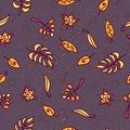 Vector seamless pattern with autumn leaves background