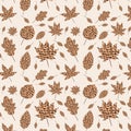 Vector seamless pattern of Autumn leaves filled with leopard print