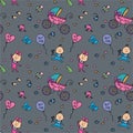 Vector seamless pattern with baby elements Royalty Free Stock Photo