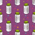 Vector seamless pattern with baby powder bottle