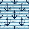 Vector seamless pattern Background with anchor, horizontal lines Creative geometric vintage backgrounds, nautical theme Graphic il