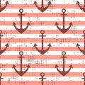 Vector seamless pattern Background with anchor, horizontal lines Creative geometric vintage backgrounds, nautical theme Graphic il