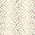 Vector seamless pattern. Background gold wavy line. Modern waves texture. Intricate pipple curly stripe. Repeating contemporary go