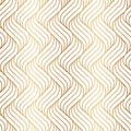 Vector seamless pattern. Background gold wavy line. Modern waves texture. Intricate pipple curly stripe. Repeating contemporary go