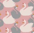 Vector seamless pattern background with swans.