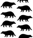 Vector seamless pattern of badger silhouette