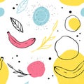 Vector seamless pattern of Bananas. The cartoon style. Scandinavian style Royalty Free Stock Photo