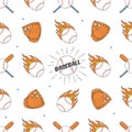 Baseball Seamless Pattern. Bat, Ball and Gloves Pattern Royalty Free Stock Photo