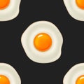 Vector seamless pattern with beautiful realistic fried egg.