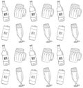 Vector seamless pattern of beer glass and bottle Royalty Free Stock Photo