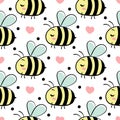 Vector seamless pattern with bees in love.