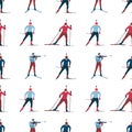 Vector seamless pattern with biathletes