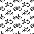 Vector seamless pattern with bicycles. Black and white texture