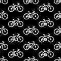 Vector seamless pattern with bicycles. Black and white texture