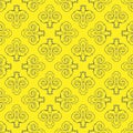 A Vector seamless pattern of black abstract geometric shapes for tile isolated on a yellow background Royalty Free Stock Photo