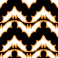 Vector seamless bat pattern on a black background for Halloween. horizontal pattern hovering bat with pointed ears white color, Royalty Free Stock Photo