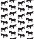 Vector seamless pattern of black donkey silhouette