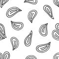 Vector seamless pattern of black hand-drawn heart shaped rose petals isolated on a white background Royalty Free Stock Photo