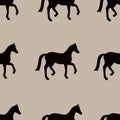 Vector seamless pattern with black horses silhouettes Royalty Free Stock Photo