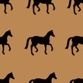 Vector seamless pattern with black horses silhouettes Royalty Free Stock Photo