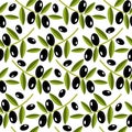 Vector seamless pattern black olives. Royalty Free Stock Photo