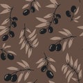 Vector seamless pattern with black olives Royalty Free Stock Photo