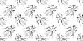 Vector seamless pattern of black outline mosquitos, moths, beetles. Simple texture with insects, bloodsuckers, pests Royalty Free Stock Photo