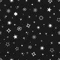 Vector seamless pattern on black star background, flat style for web and web design Royalty Free Stock Photo