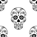 Vector seamless pattern of black sugar skull Royalty Free Stock Photo