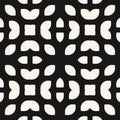 Vector seamless pattern. Black and white floral geometric texture with petals Royalty Free Stock Photo