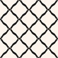 Vector seamless pattern, black and white geometric texture of mesh, net, grid Royalty Free Stock Photo