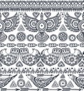 Vector seamless pattern with black and white hand drawn ethnic elements. Royalty Free Stock Photo